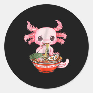 Pegatina Redonda Kawaii Axolotl Ramen Food Gráfica divertida japone