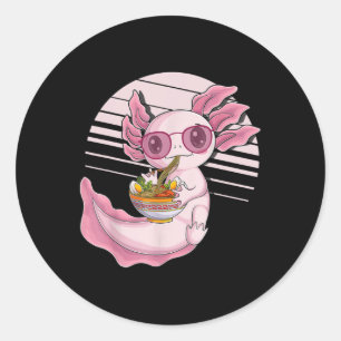 Pegatina Redonda Kawaii Axolotl Ramen Noodles Anime G
