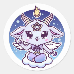Pegatina Redonda Kawaii Baphomet
