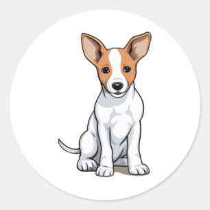Pegatina Redonda Kawaii Basenji Puppy
