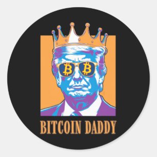 Pegatina Redonda Kawaii Bitcoin Daddy Trump Cripto Rey Bitcoin Chi