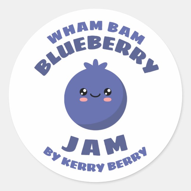Pegatina Redonda Kawaii Blueberry Jam (Anverso)