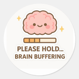 Pegatina Redonda Kawaii Brain Buffering Sticker