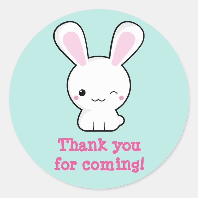 Pegatina Redonda Kawaii bunny (Anverso)
