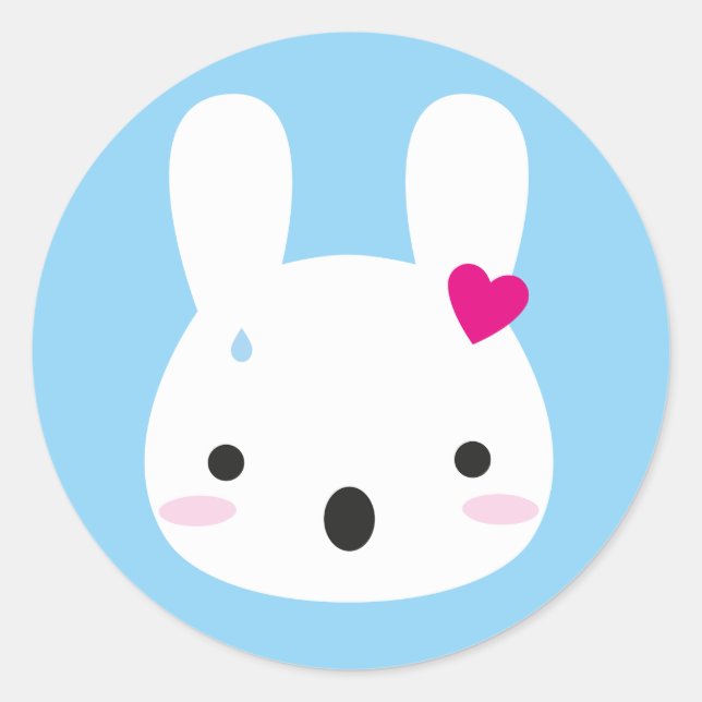 Pegatina Redonda Kawaii Bunny Emotions (Anverso)