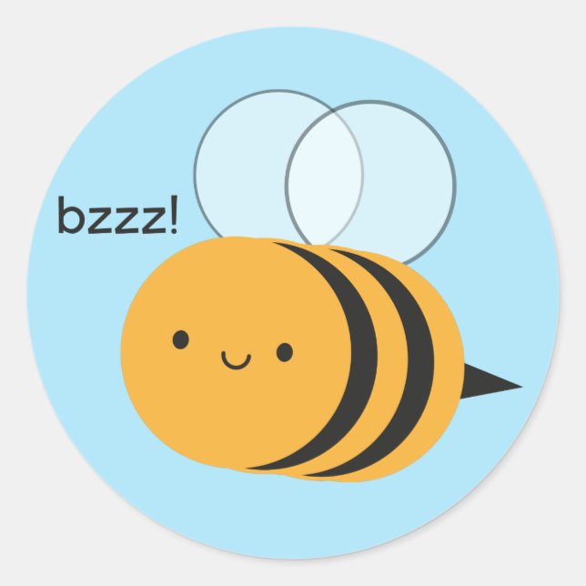 Pegatina Redonda Kawaii Buzzy Bumble Bee (Anverso)