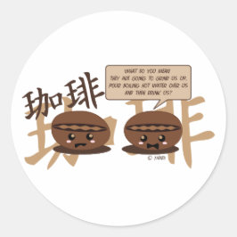Pegatina Redonda Kawaii Café Beans