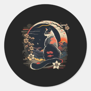 Pegatina Redonda Kawaii Cat Anime Retro Japonés Hombres Mujeres Niñ