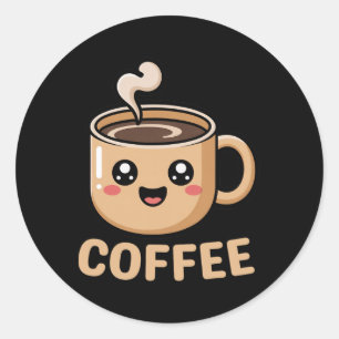 Pegatina Redonda Kawaii Coffee Creamer Cup Cute Halloween Costume R