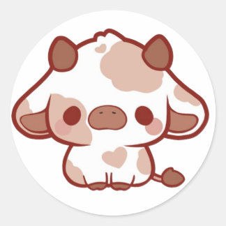 Pegatina Redonda Kawaii Cow