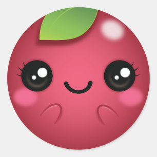 Pegatina Redonda Kawaii Cranberry