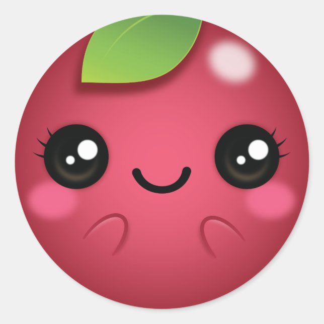 Pegatina Redonda Kawaii Cranberry (Anverso)