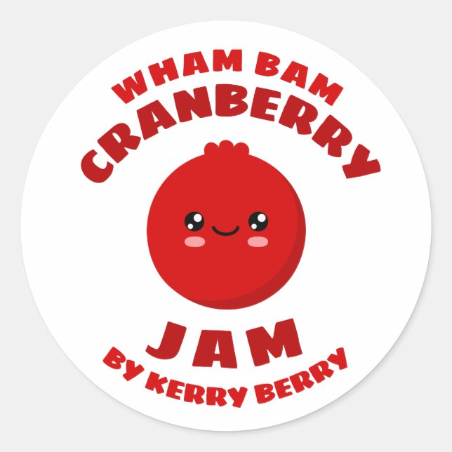 Pegatina Redonda Kawaii Cranberry Jam (Anverso)