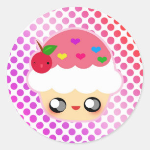 Pegatina Redonda ¡Kawaii Cupcake!