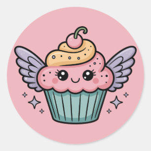 Pegatina Redonda Kawaii Cupcake