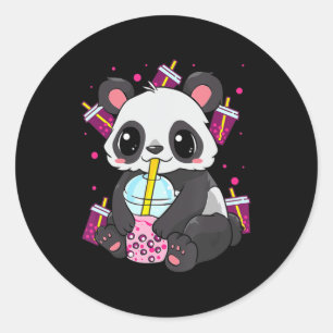 Pegatina Redonda Kawaii Cute Anime Panda Boba Bubble Tea Otaku Homb