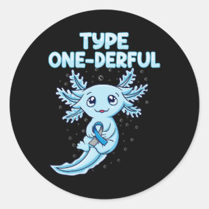 Pegatina Redonda Kawaii Cute Axolotl Tipo Un Maravilloso T1d Diabet