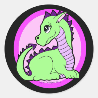 Pegatina Redonda Kawaii Cute Dragon