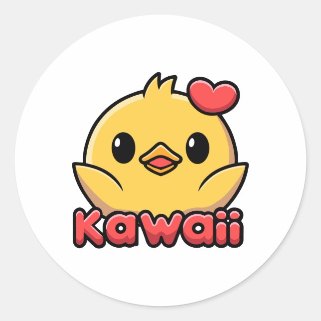 Pegatina Redonda ¡Kawaii! Cute Kawaii Baby Chick Personalizado (Anverso)