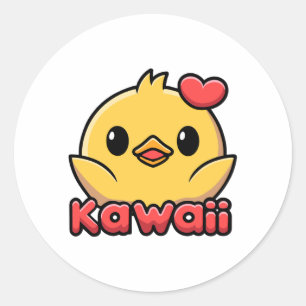 Pegatina Redonda ¡Kawaii! Cute Kawaii Baby Chick Personalizado