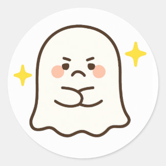 Pegatina Redonda Kawaii Disapproving Ghost Sticker