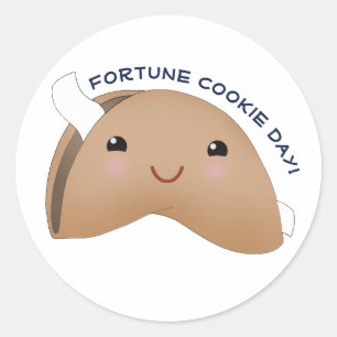 Pegatina Redonda Kawaii Fortune Cookie Day