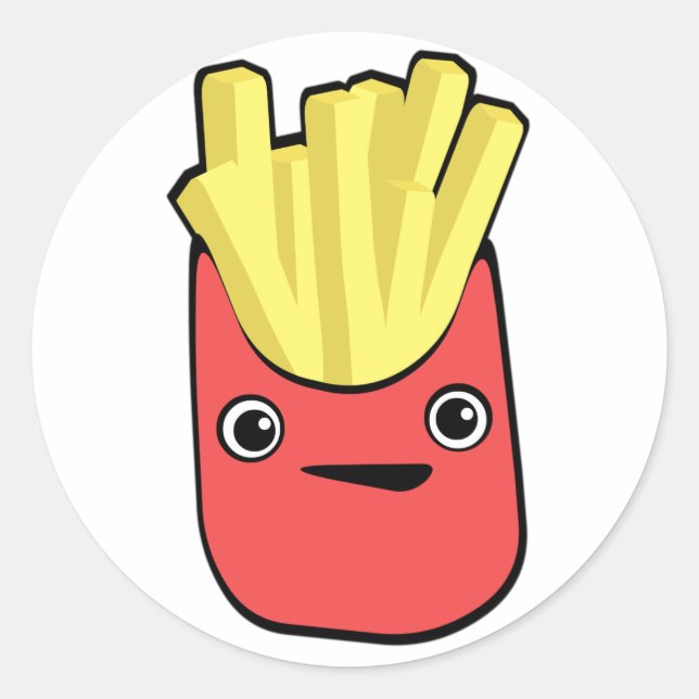 Pegatina Redonda Kawaii French Fry (Anverso)
