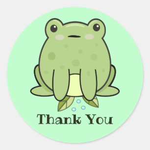 Pegatina Redonda Kawaii Frog Green Pastel Gracias