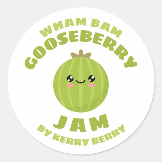 Pegatina Redonda Kawaii Gooseberry Jam (Anverso)