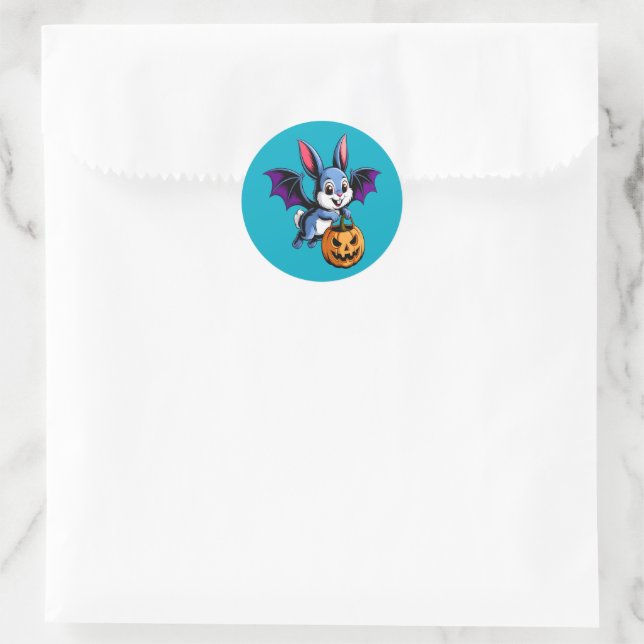 Pegatina Redonda Kawaii Halloween Bat Bunny (Bolso)