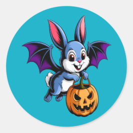 Pegatina Redonda Kawaii Halloween Bat Bunny