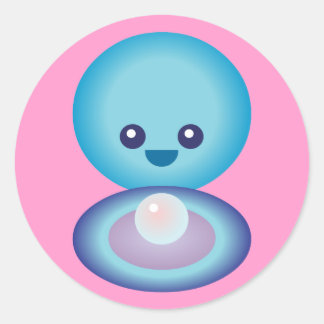 Pegatina Redonda Kawaii Happy Clam