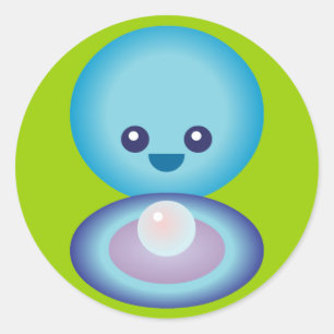 Pegatina Redonda Kawaii Happy Clam