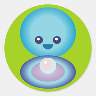 Pegatina Redonda Kawaii Happy Clam