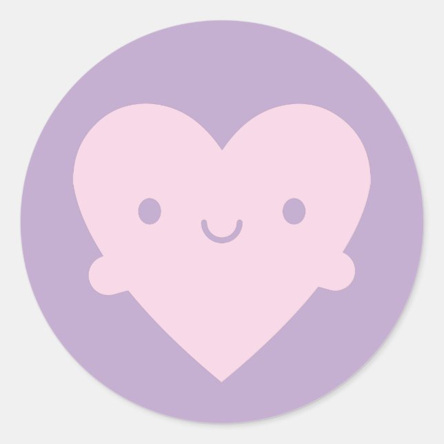 Pegatina Redonda Kawaii Heart Hugs (Anverso)