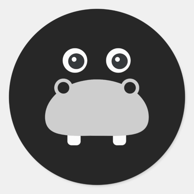 Pegatina Redonda Kawaii Hippo se enfrenta a los disfraces de Hallow (Anverso)