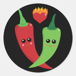 Pegatina Redonda Kawaii Hot Pepper