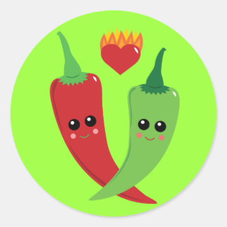 Pegatina Redonda Kawaii Hot Pepper