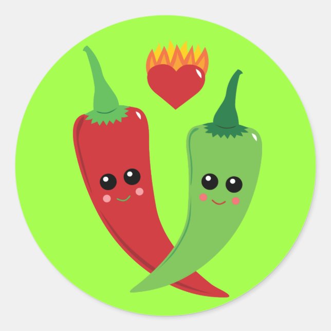 Pegatina Redonda Kawaii Hot Pepper (Anverso)
