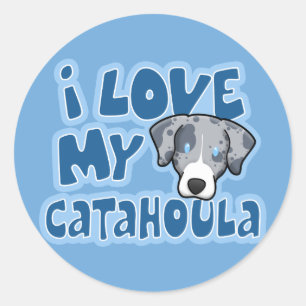 Pegatina Redonda Kawaii I Love My Catahoula