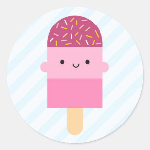 Pegatina Redonda Kawaii Ice Lolly / Popsicle