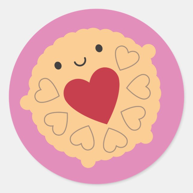 Pegatina Redonda Kawaii Jammie Dodger Biscuit (Anverso)