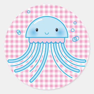 Pegatina Redonda Kawaii jellyfish