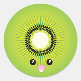 Pegatina Redonda Kawaii Kiwi