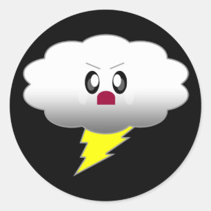 PEGATINA REDONDA KAWAII LIGHTNING THUNDER STORM