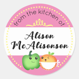 Pegatina Redonda kawaii lindas verduras panadería regalo de etiquet