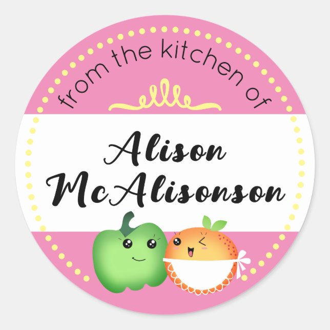 Pegatina Redonda kawaii lindas verduras panadería regalo de etiquet (Anverso)