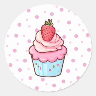 Pegatina Redonda Kawaii lindo personalizado rosa japonés de comida