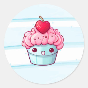 Pegatina Redonda Kawaii lindo personalizado rosa japonés de comida 