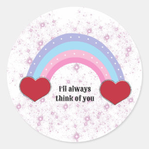 Pegatina Redonda Kawaii love in the rainbow